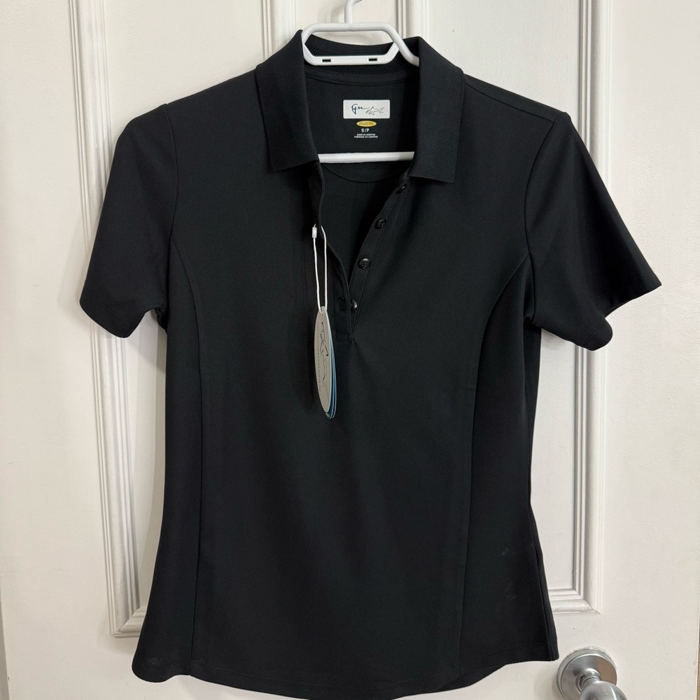Greg Norman Collection Black Fitted Short Sleeve Polo